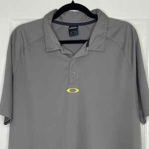 Oakley Men's Polo Shirt in Gray with Yellow Logo